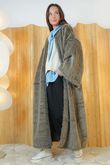 Holland Shaggy Longline Duster Jacket Earth